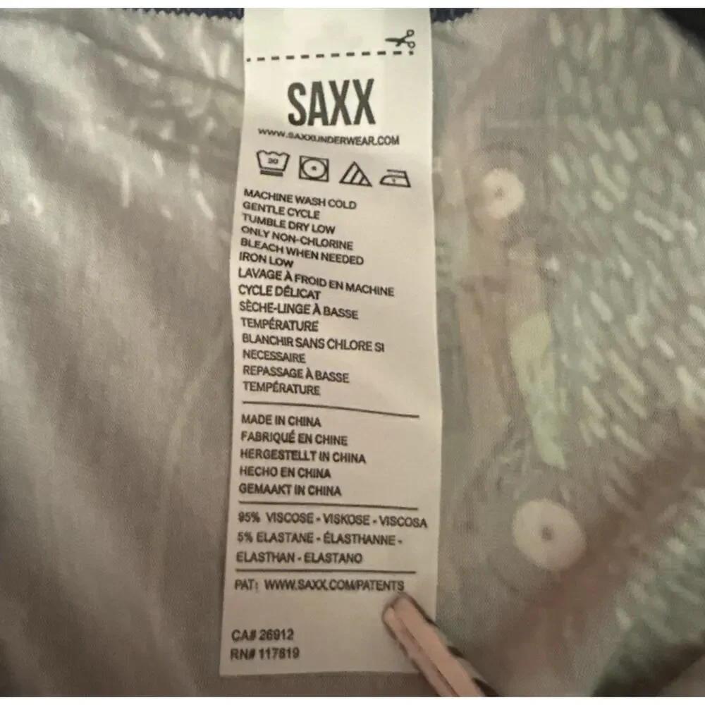 SAXX Vibe Xtra Boxer Brief Mens Small Blue Golf Print Ballpark Pouch NWT